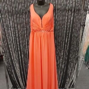 Coral Chiffon Formal Dress with Scarf